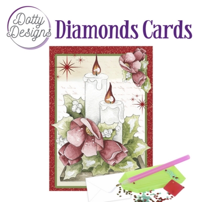 Dotty Designs Diamond Cards - Candles and Red Flowers